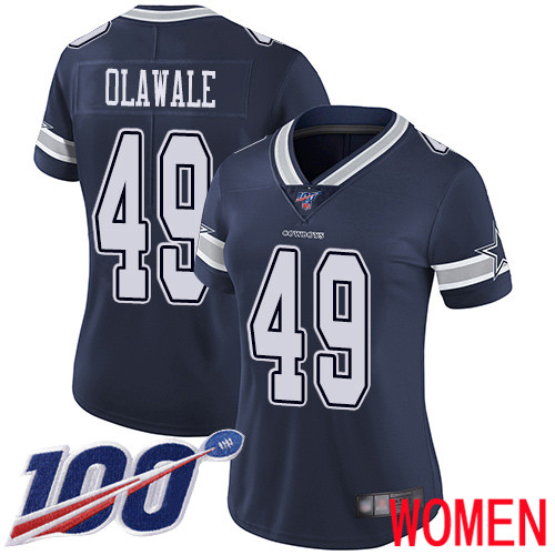 Women Dallas Cowboys Limited Navy Blue Jamize Olawale Home #49 100th Season Vapor Untouchable NFL Jersey->youth nfl jersey->Youth Jersey